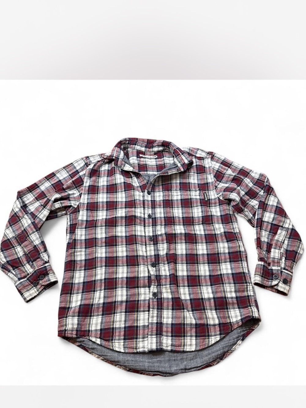 Wolverine Burgundy, Black & White Plaid Button-Down Shirt